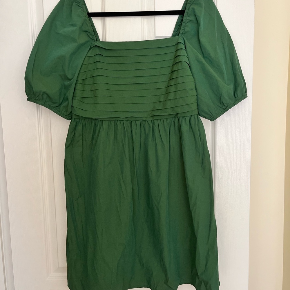 Green Puff Sleeve Dress